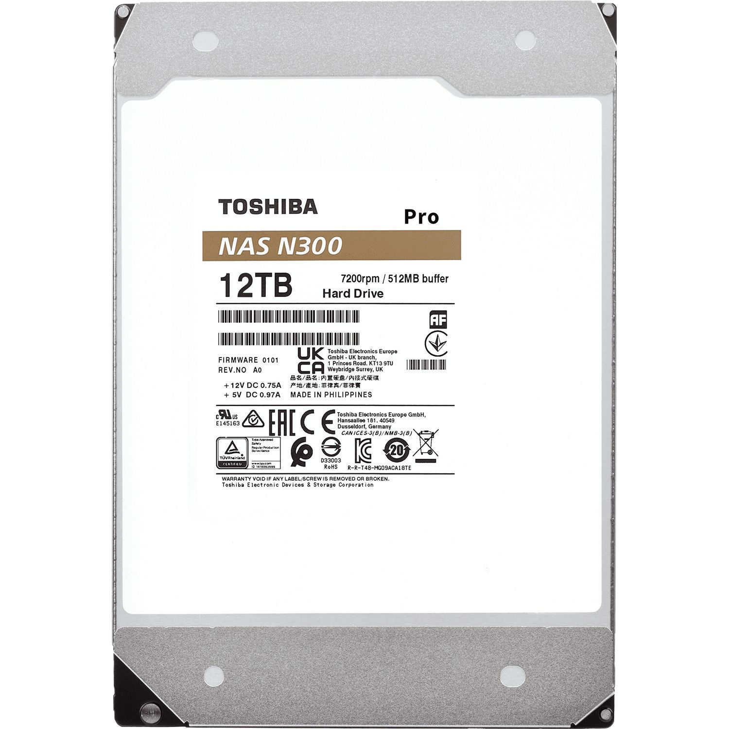 Жесткий диск Toshiba N300 Pro NAS 12Tb (HDWG51CXZSTB)
