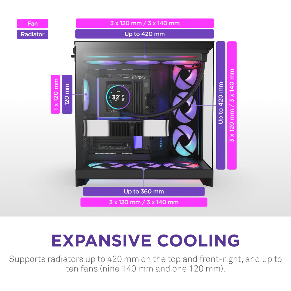 Корпус без блока питания NZXT H9 Flow RGB+ CM-H92FB-P1